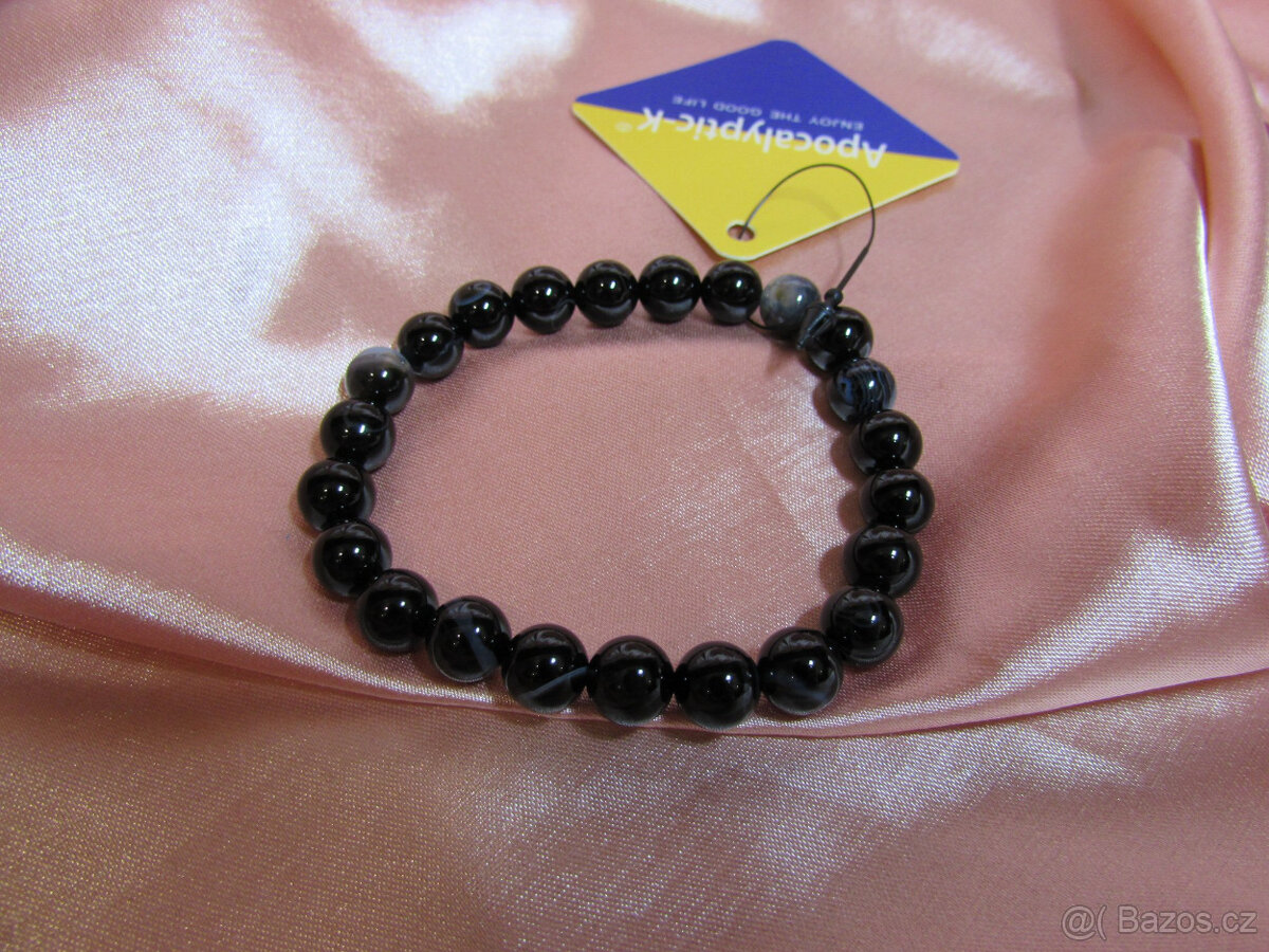 ♥️ Krásný náramek z přírodního kamene (kočičí oko, achát) - 6