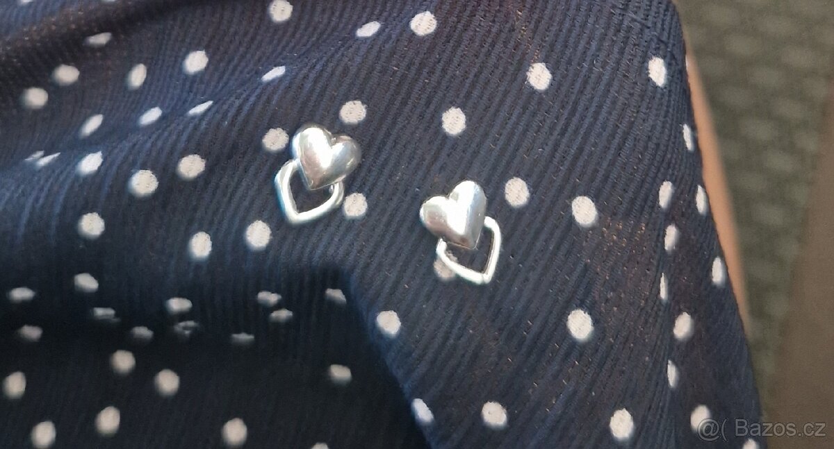 Nové dámské stříbrné náušnice srdce srdíčka 925 - 6