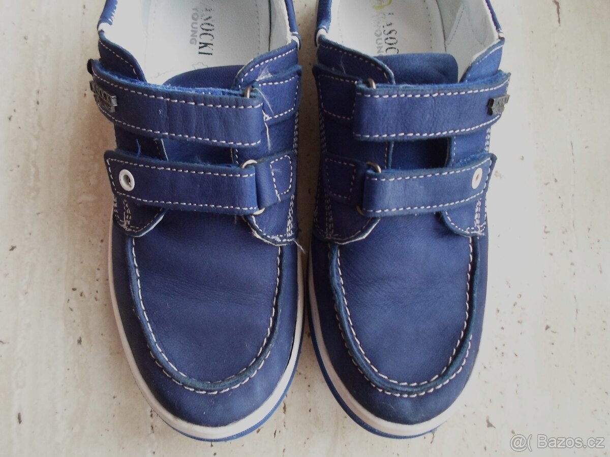 Modré bílé boty polobotky kožené - 35 - 6
