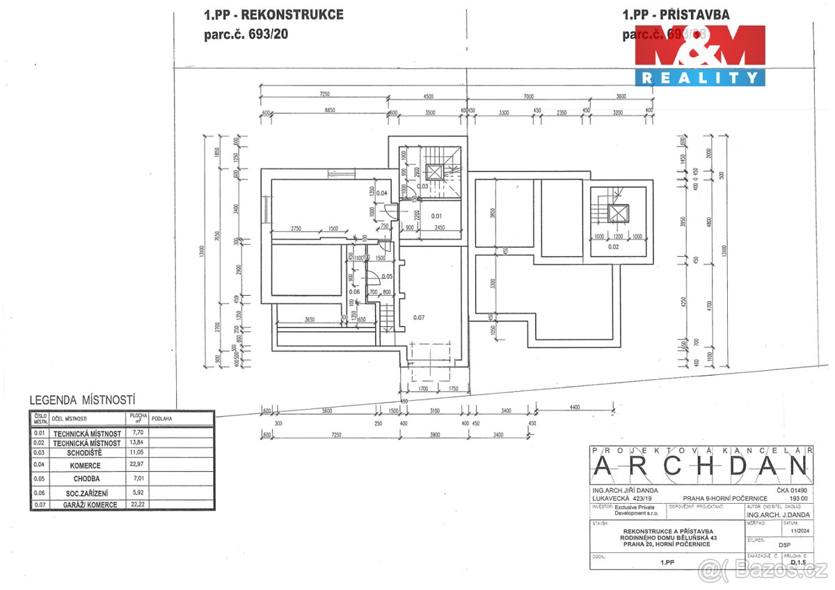 Prodej developerského projektu, 421 m², Praha, ul. Běluňská - 6