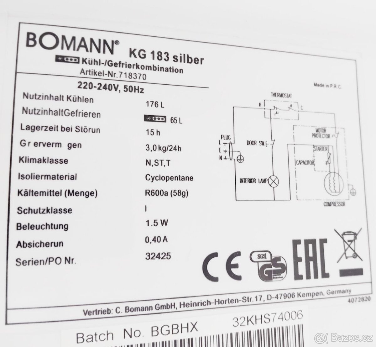 Úzká lednice Boman - 6