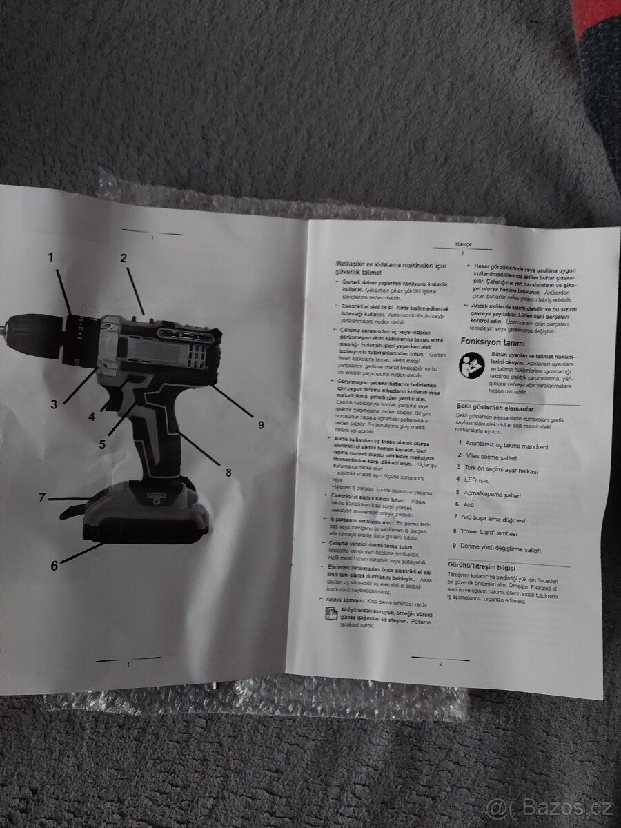 Aku příklepová vrtačka, šroubovák, 2 baterie, příslušenství. - 6