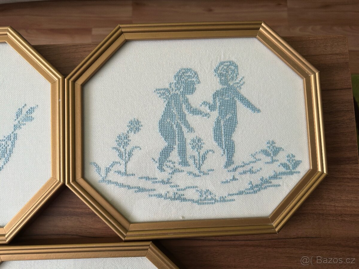 5x vyšívané obrázky (ruční práce), křížková výšivka - 6