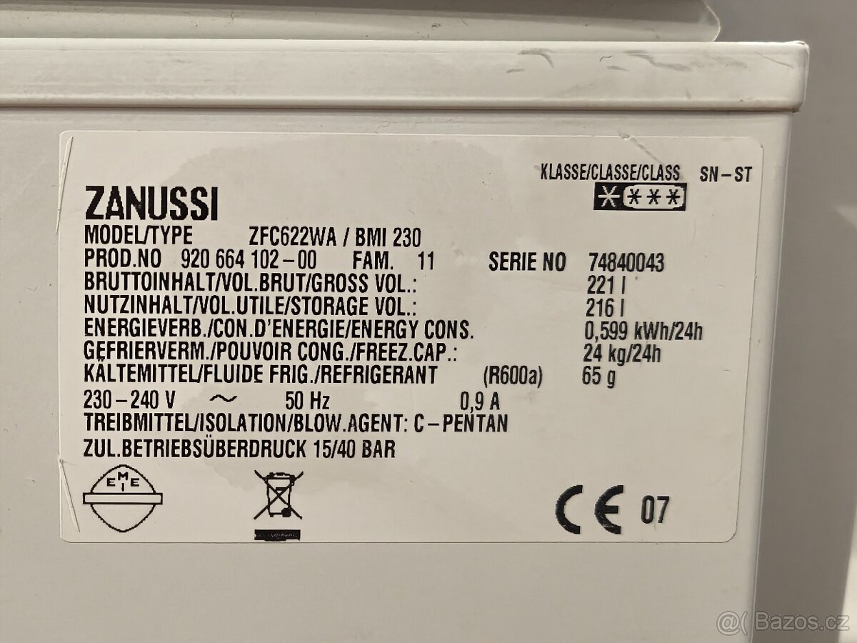 Pultový mrazák Zanussi 87l - 6