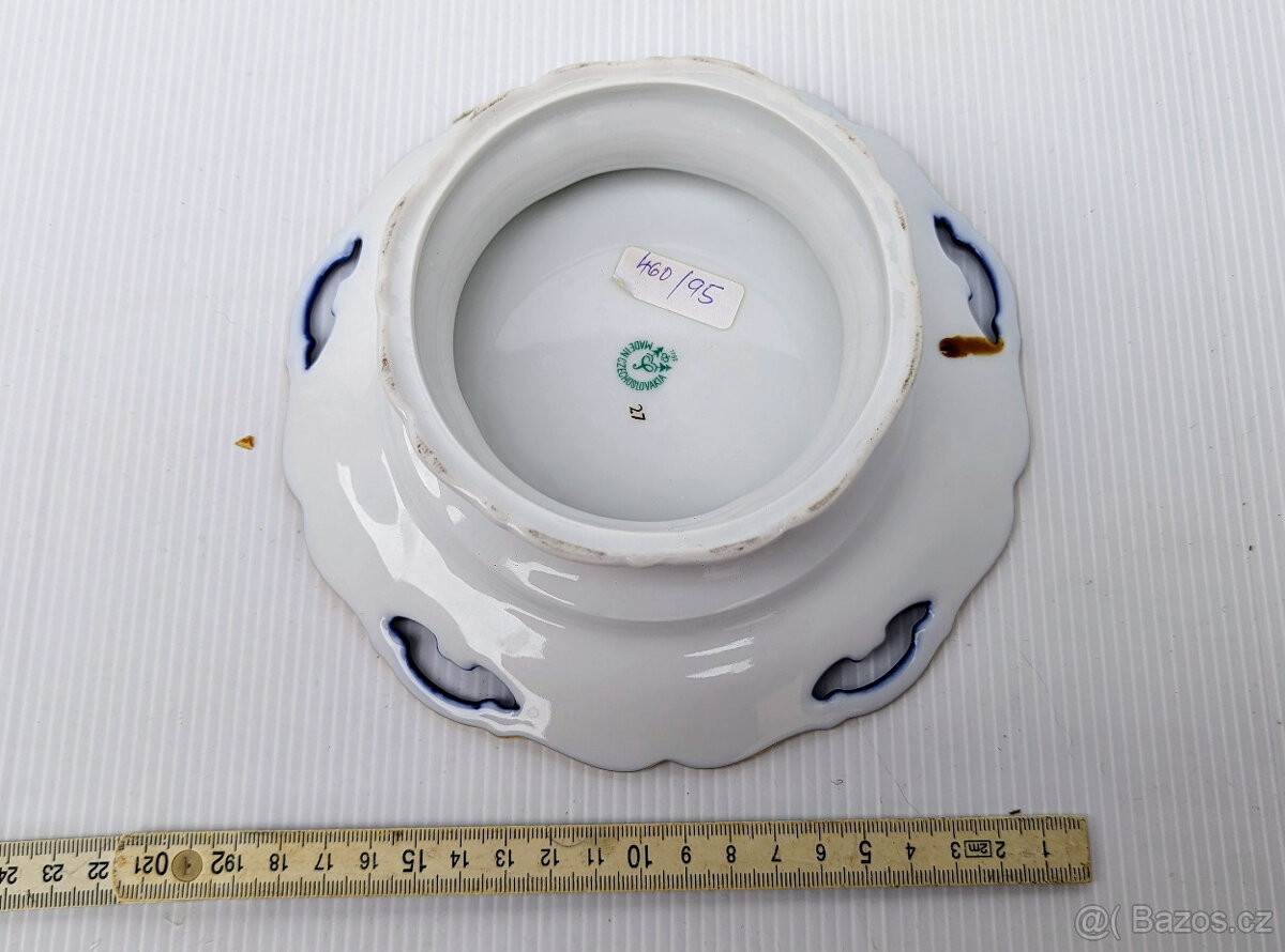 Talíř + mísa. Porcelán Loučky. Kobalt. - 6