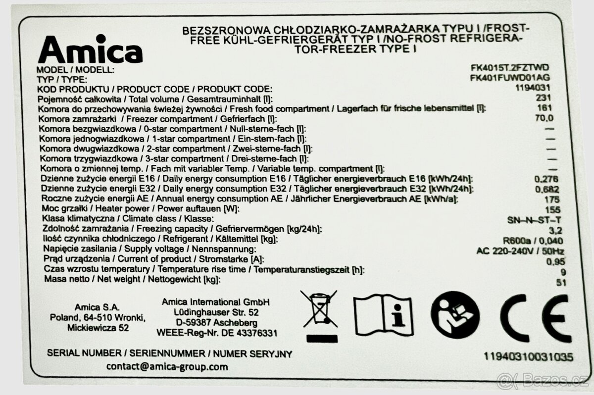Lednice Amica FK4015T.2FZTWD - 6