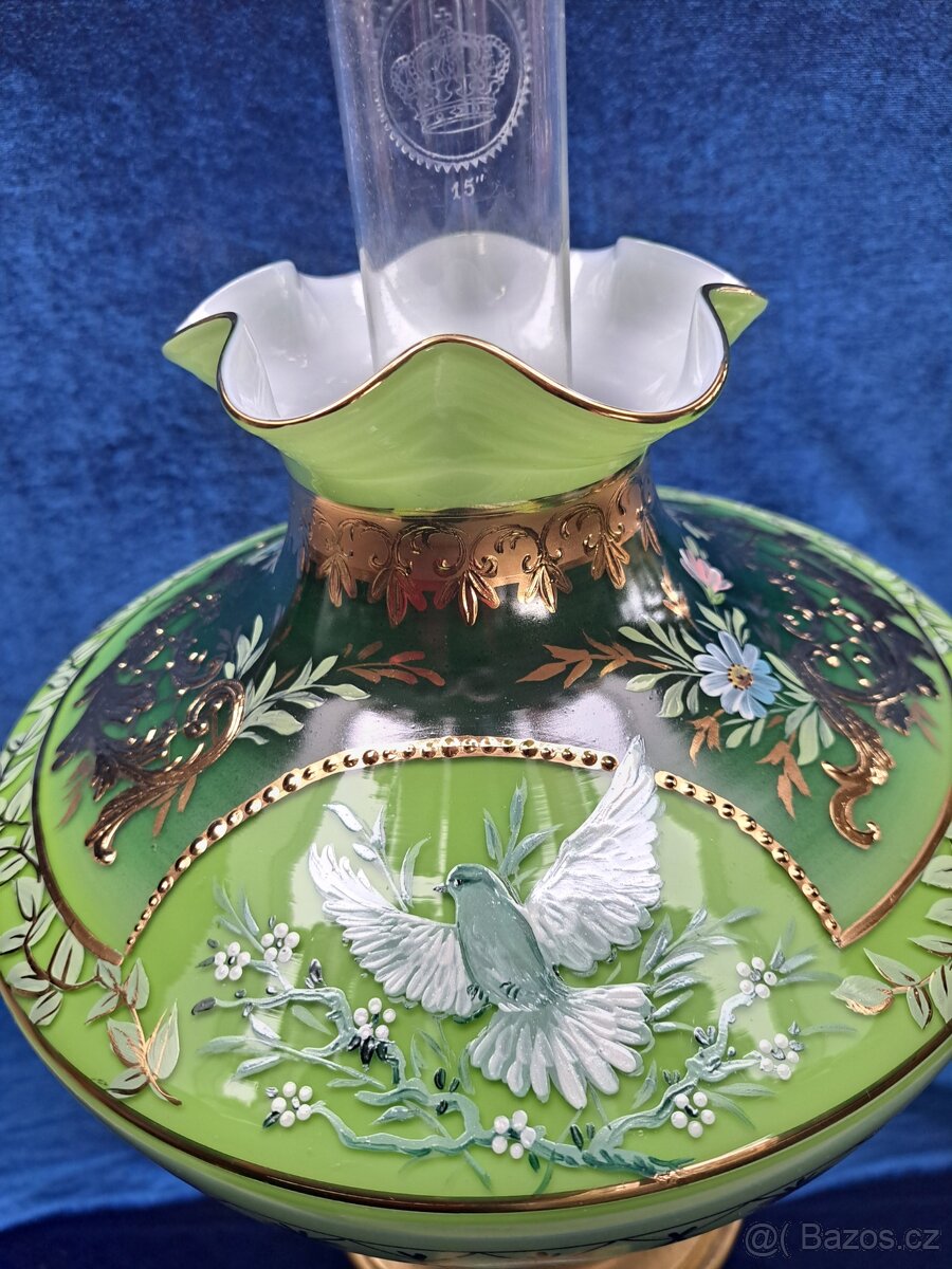 Petrolejová lampa zelená - 6