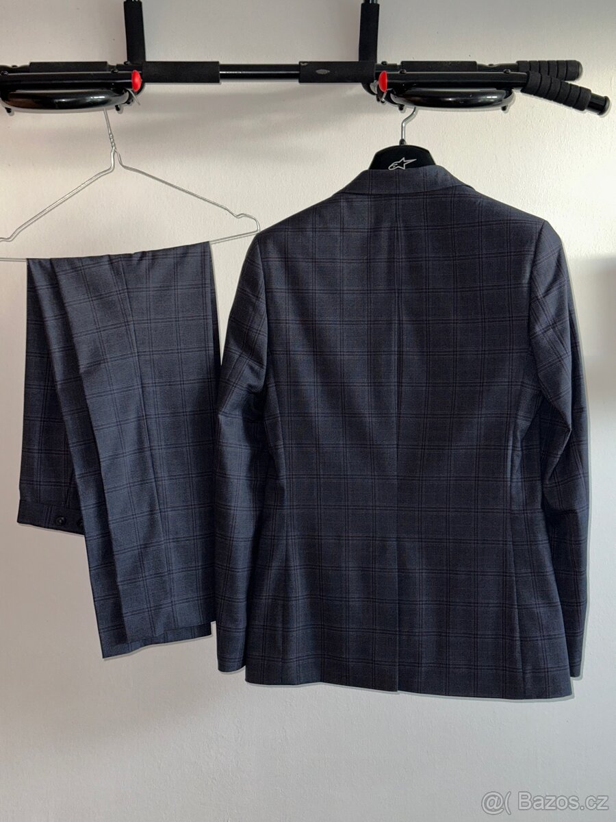 pánský Oblek Marks & Spencer tmavě modrý hezký stav - 6