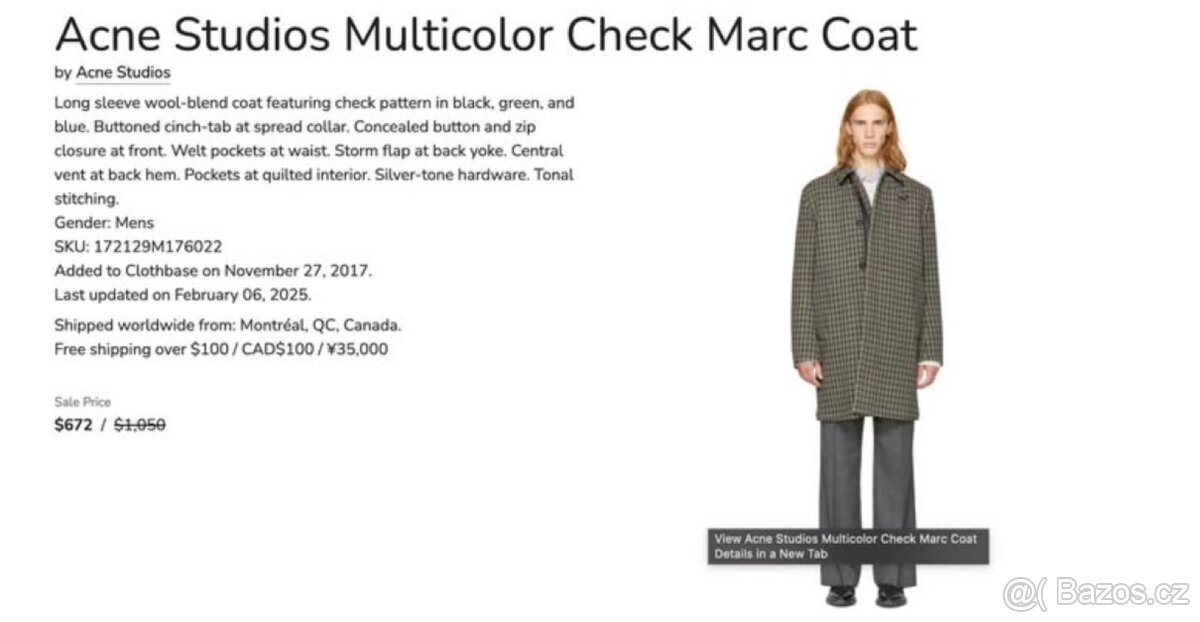 Vlněný kabát Acne Studios Multicolor Check Marc Coat - 6