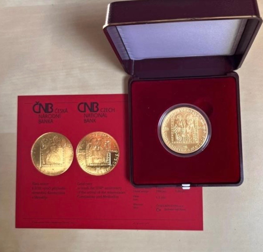 Zlato / zlatá mince čnb Konstantin a Metoděj proof - 6