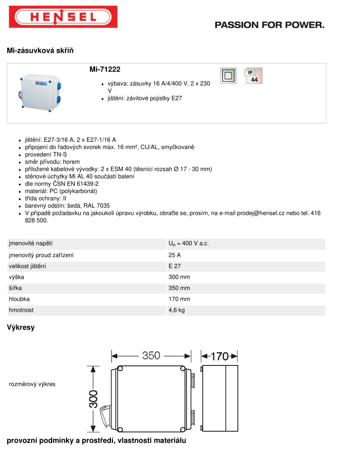 Zásuvková panelová rozvodnice HENSEL - 6