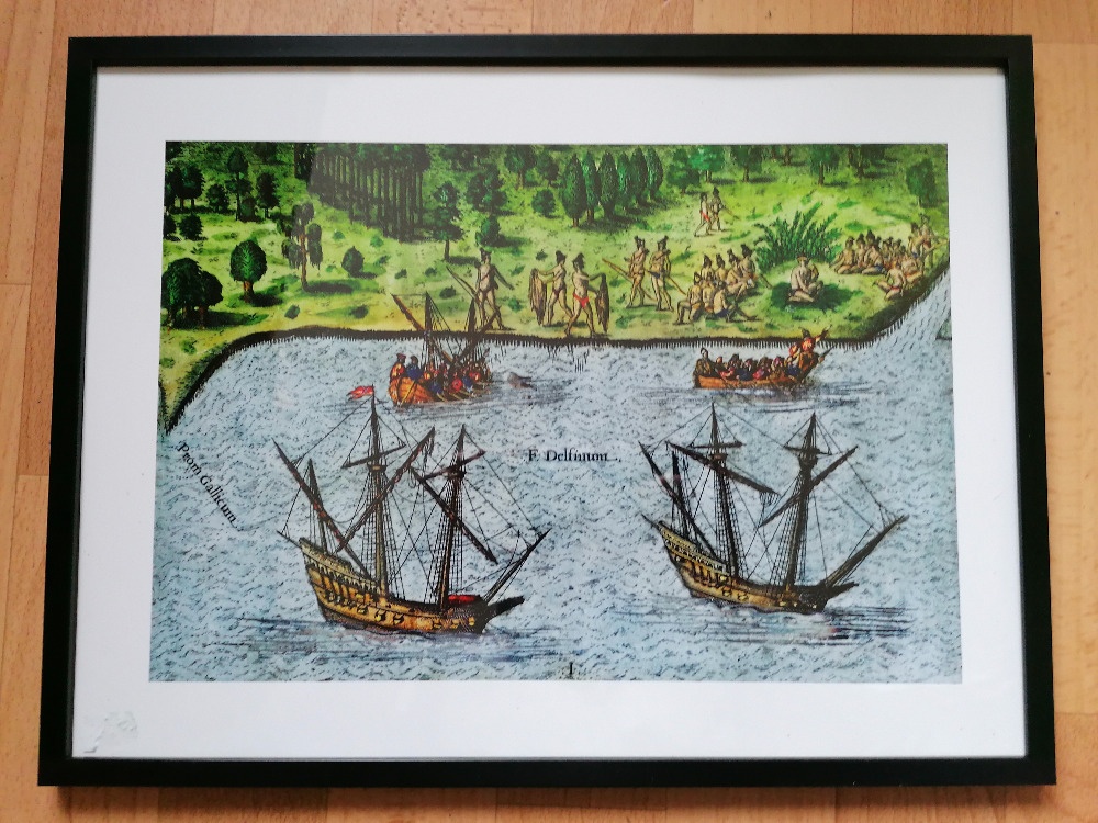 Obraz - rytina 16. st. reprodukce Amerika indiáni - 6