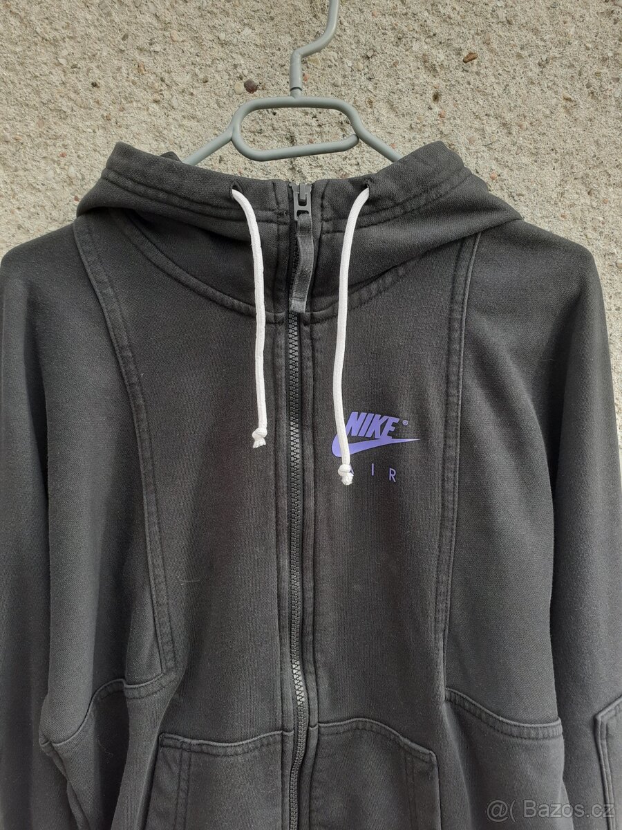 Vintage y2k Nike Air černá mikina s kapucí na zip hoodie - 6