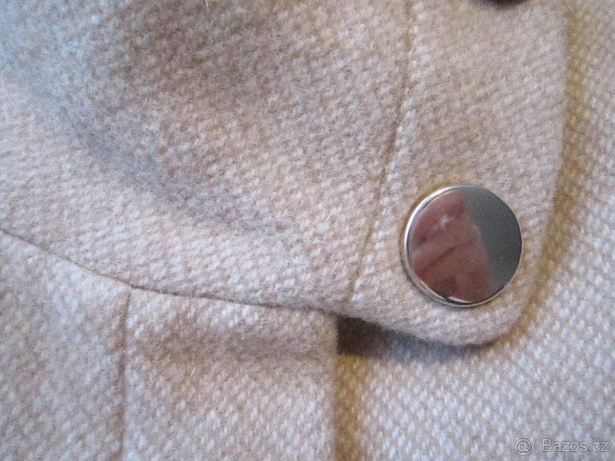 Béžový zimní kabát zn. Mango, L/40, 62% vlny - 6