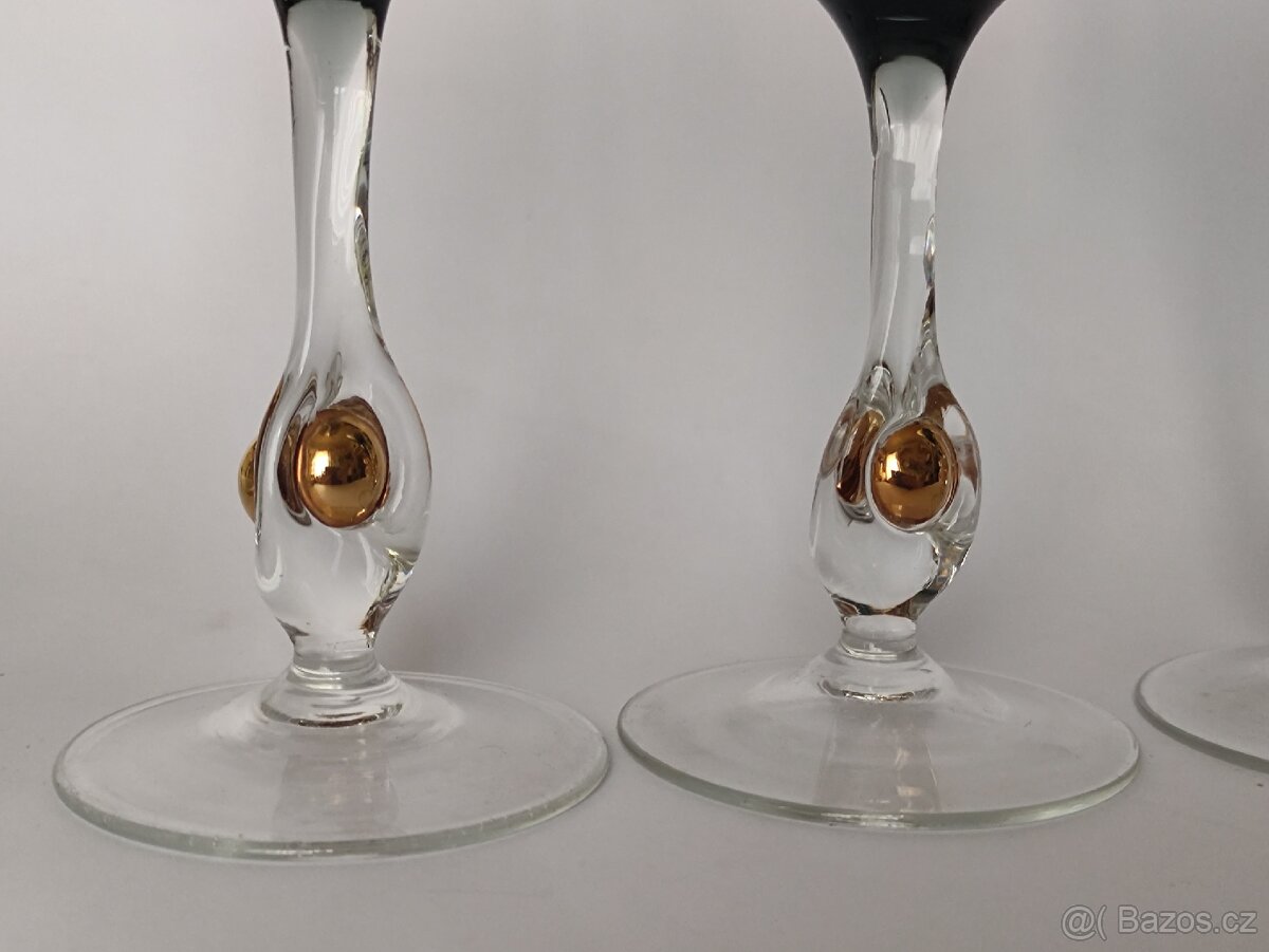 Luxusní sklenice Zlatá Zuzana, retro skleničky, ČSSR - 6
