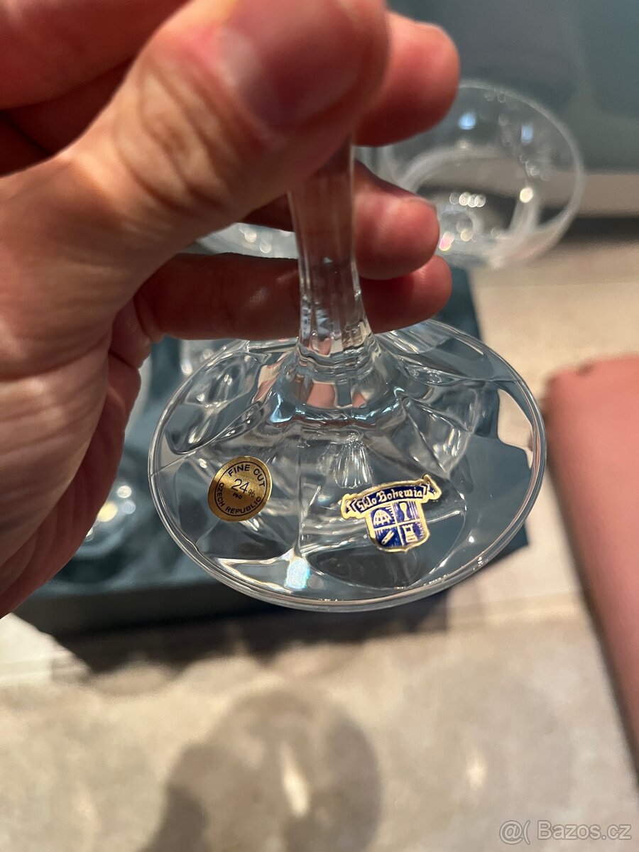 Sada 6 křišťálových sklenic na šampaňské / šeríkové - 6