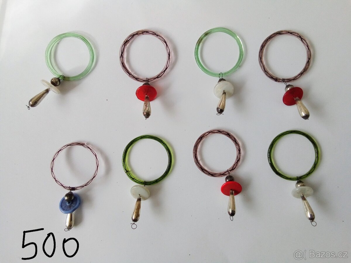 Různé, vánoční ozdoby -staré, korálkové, baňky - 6