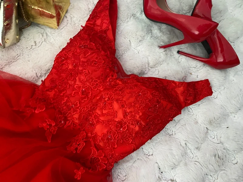 Liu jo maturitni plesove cervene saty dlouhe 38 - 6