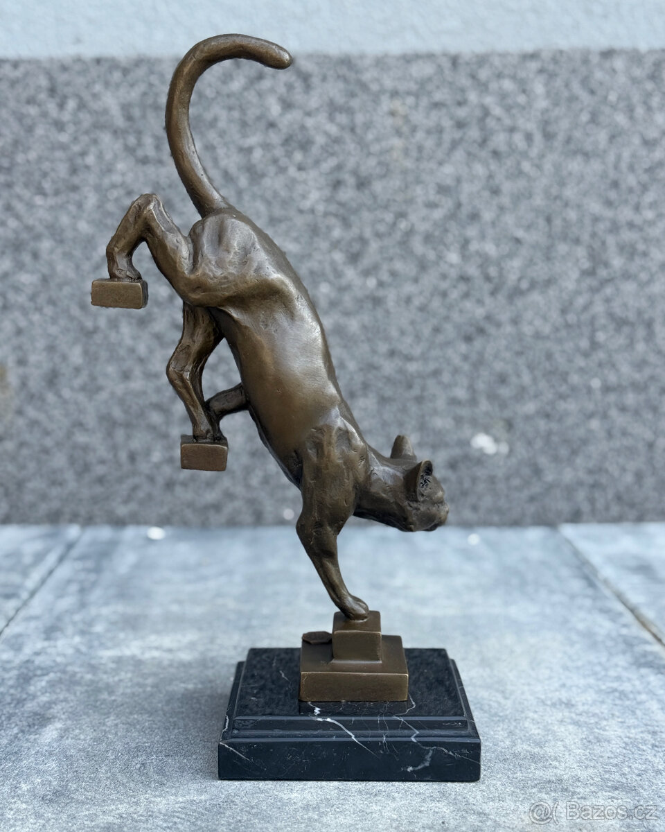 Bronzová socha Kočka luxusní dekorace mazlíček figurka dárek - 6