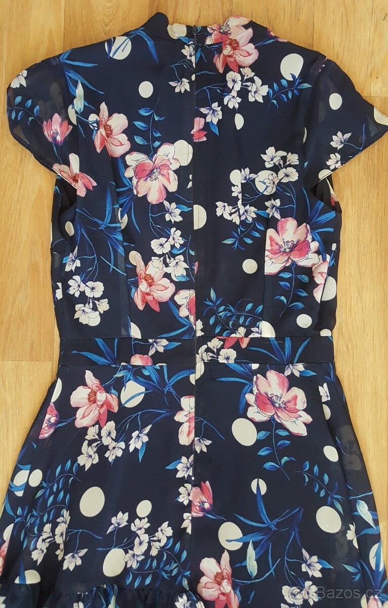 Modré květované áčkové šaty, Orsay, vel. 34 XS - 6
