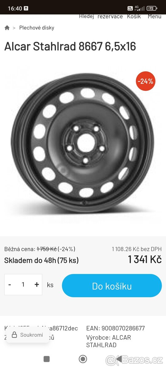 Plechové disky R16 Škoda, VW, Audi, Seat - 6