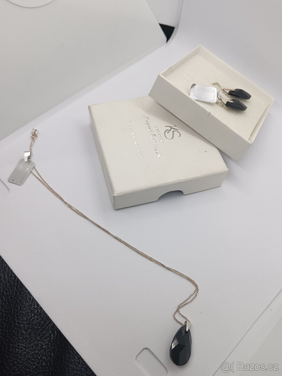 NOVÁ stříbrná sada řetízek s přívěskem, náušnice 925/1000 - 6