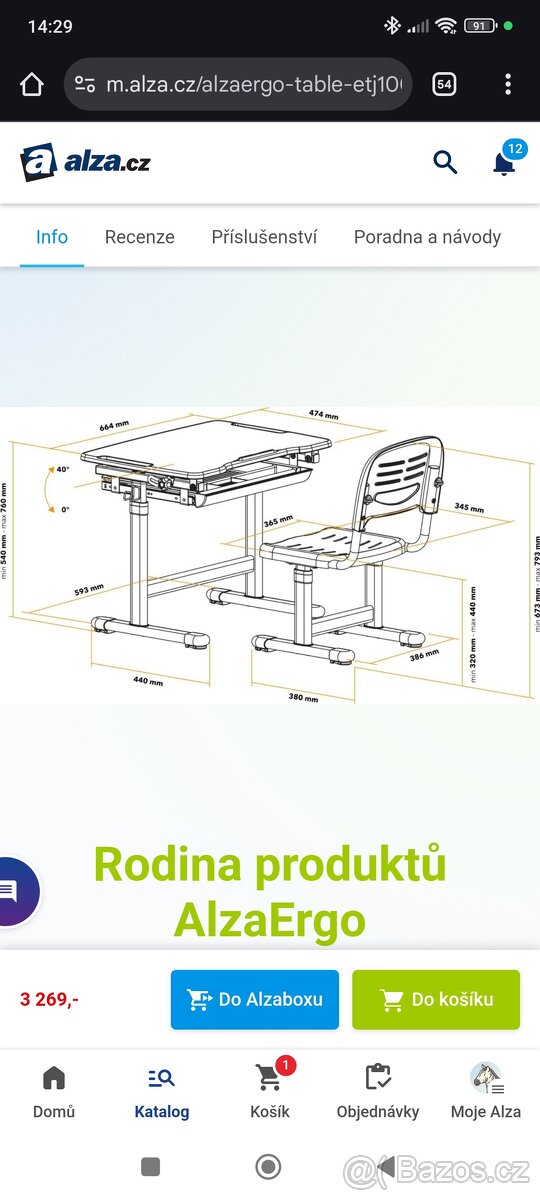 Psací stůl pro děti ETJ100 modrý - 6