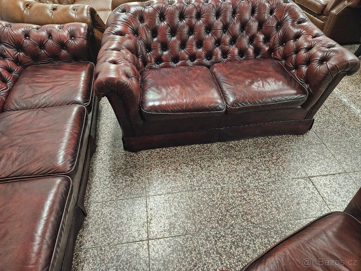 CHESTERFIELD ŠTÝL,SEDAČKA KOŽENÁ - 6
