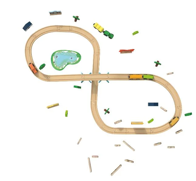 Nová SUPER dřevěná železnice Sada statek - 6