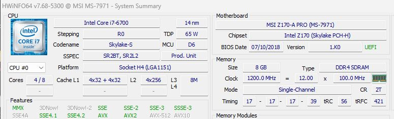 MSI Z170-A Pro + TPM + i7 6700 + Scythe Ninja - 6