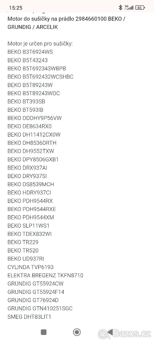 Motor do sušičky prádla Beko - Grundig - Arcelik - 6