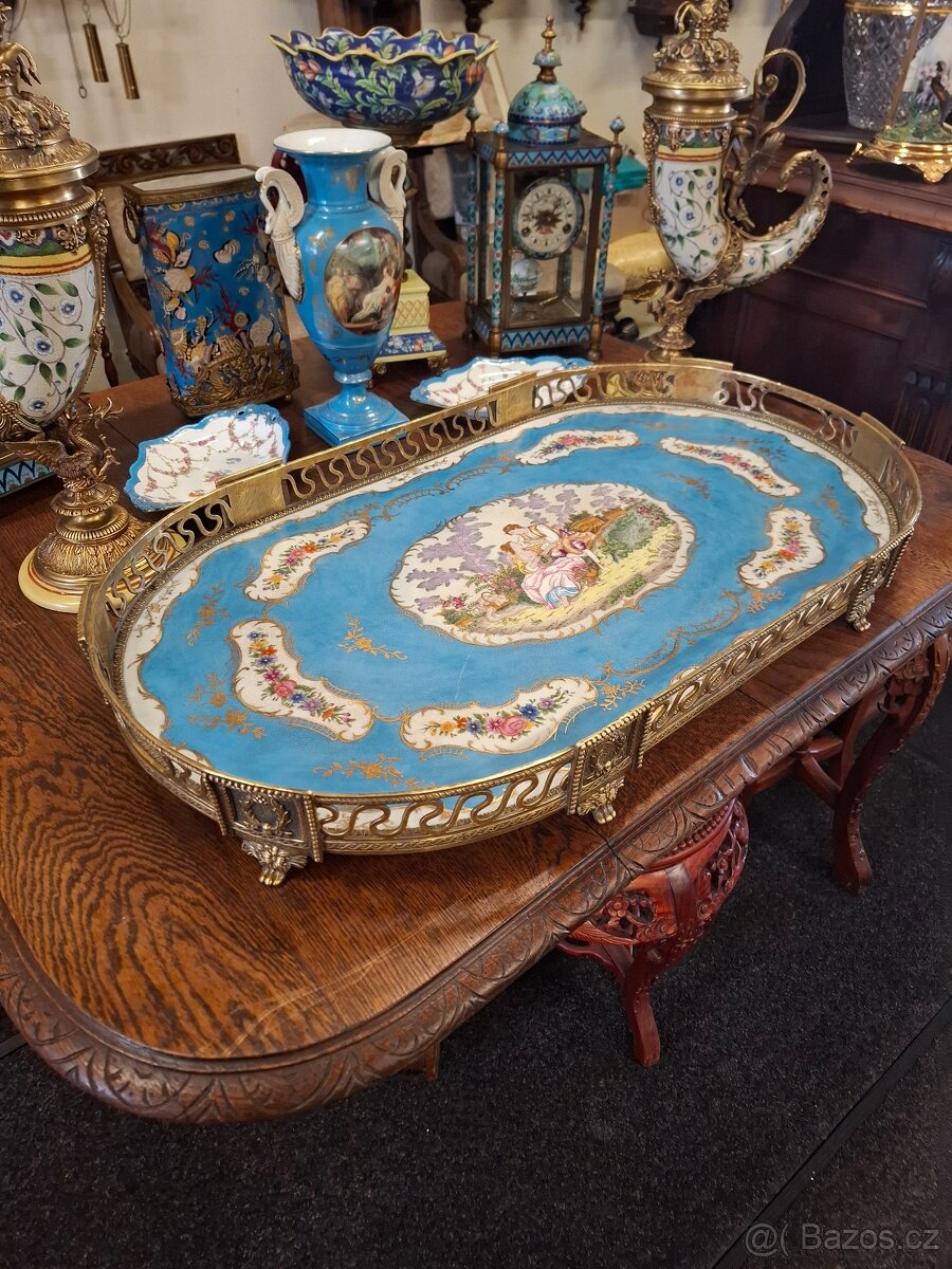 Obrovský porcelánový podnos Sevres Francie - 6
