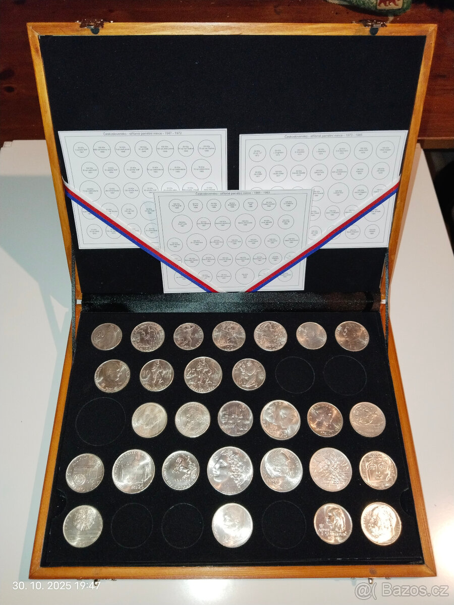 Kazeta stříbrné pamětní mince Československo 1947 - 1993 - 6