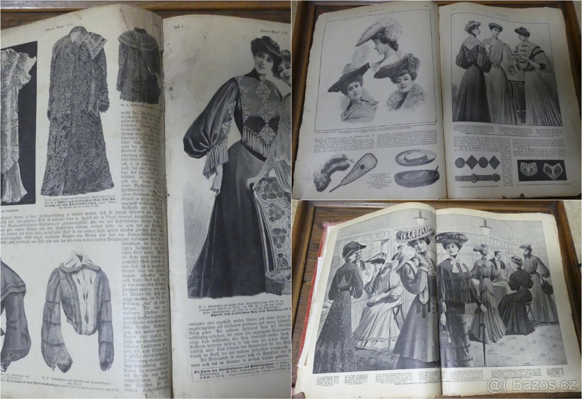 Wiener mode, starožitný módní časopis, svázaný ročník 1903 - 6