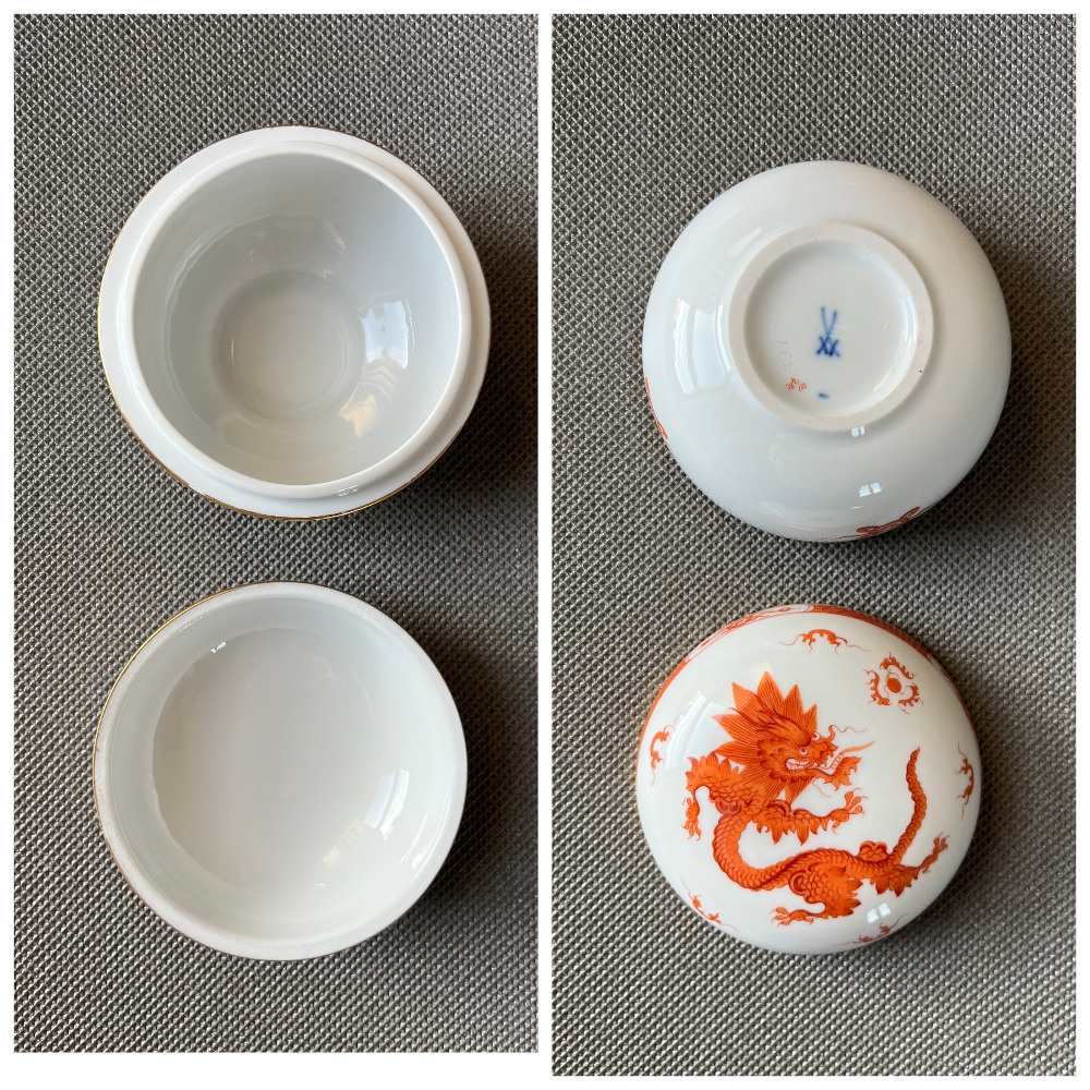 Meissen Míšeň Dóza s víkem Mingský drak 8.5 cm - 6