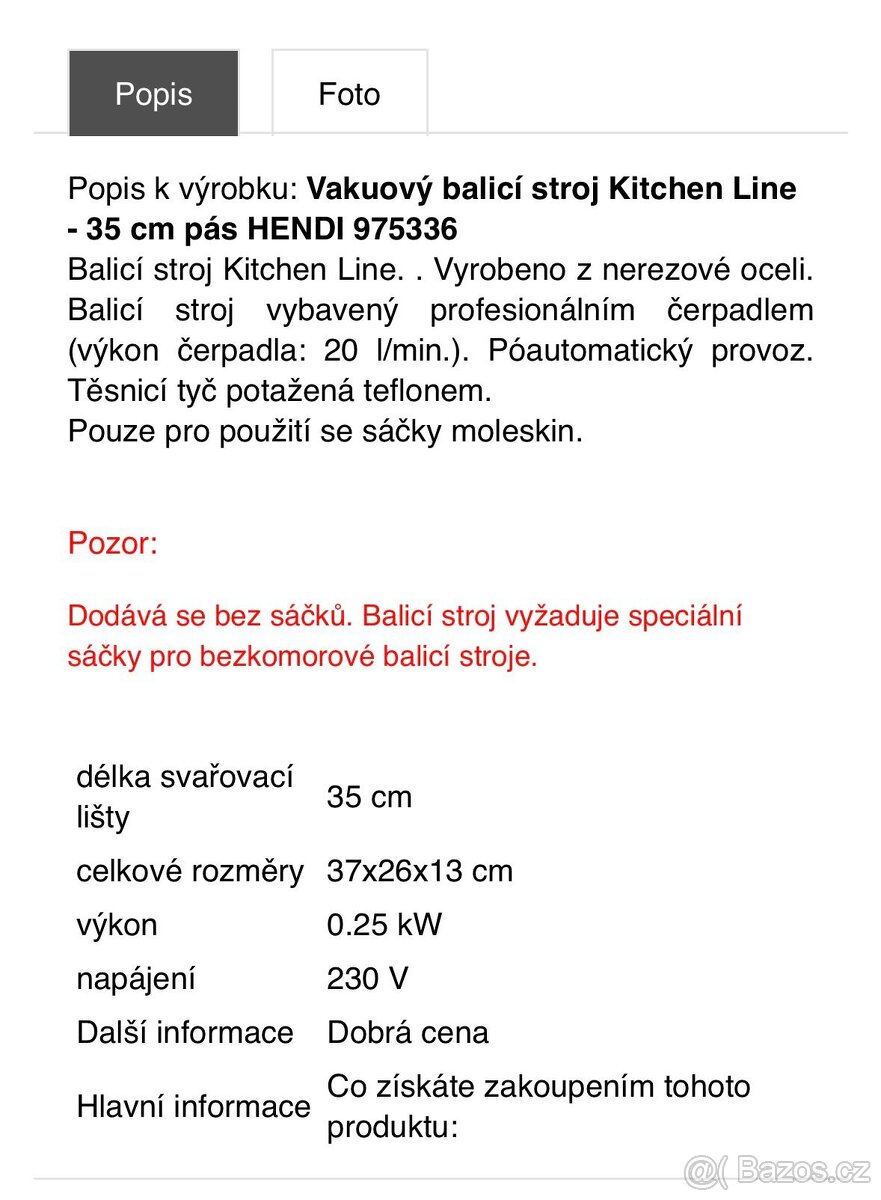 Vakuový balící stroj Kitchen Line, 35 cm - 6