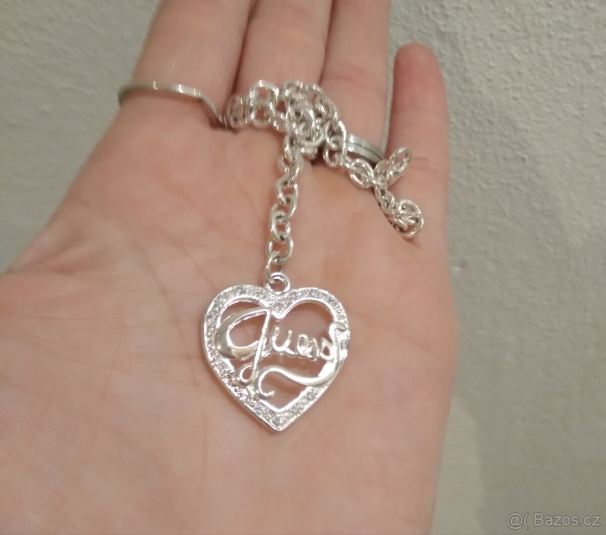 Nový náramek guess srdce srdíčko bižuterie 21 cm postribrene - 6