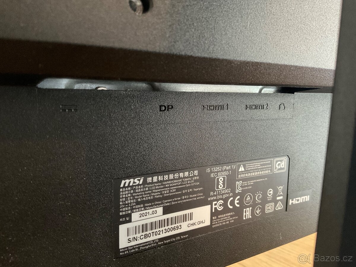 Herní monitor MSI Optix G27CQ4 27", 165hz, Quad HD 2560x144 - 6