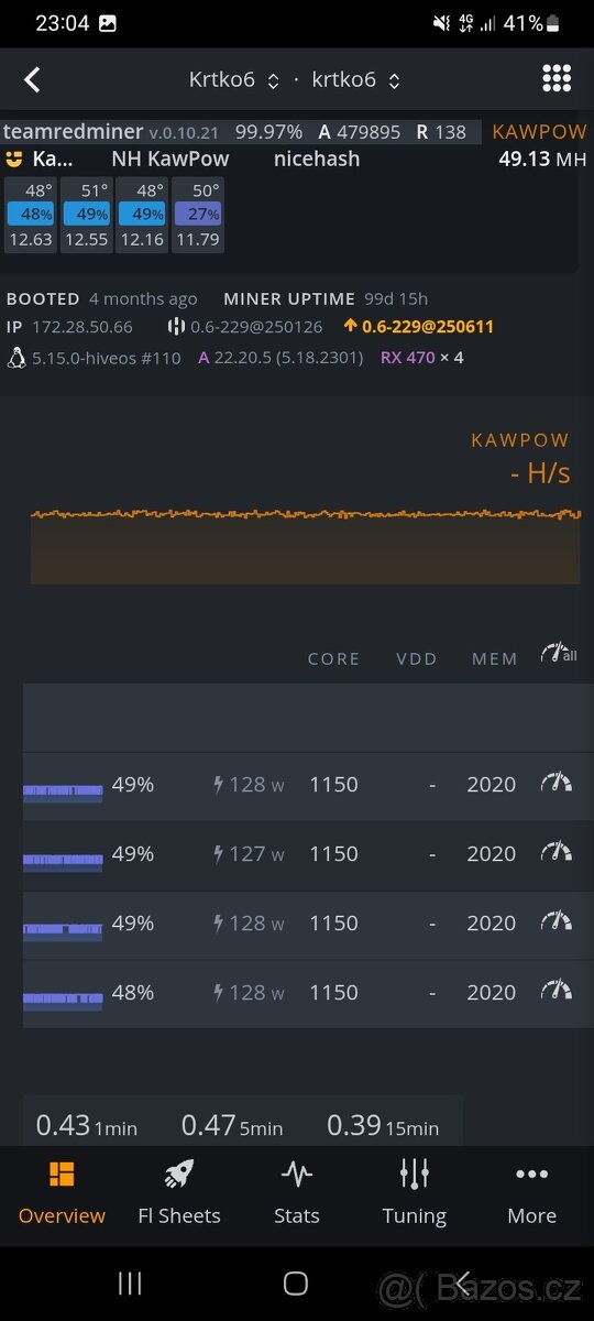 Mining Rig v servrovém case 4U - 6