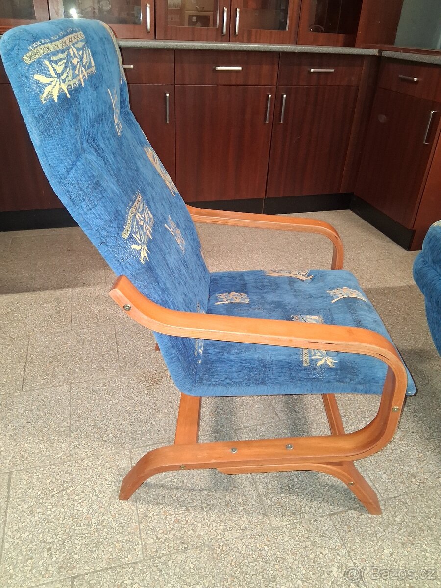 Sedaci souprava 3+1+1 rozkládací modrá - 6