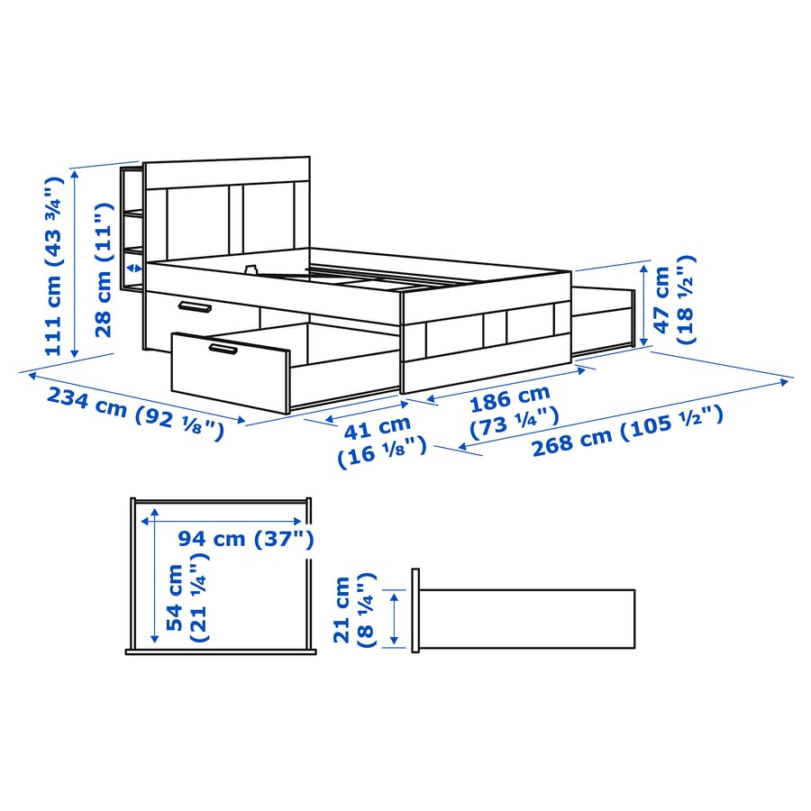 Postel IKEA BRIMNES 180×200 cm + matrace VALEVÅG + rošty - 6