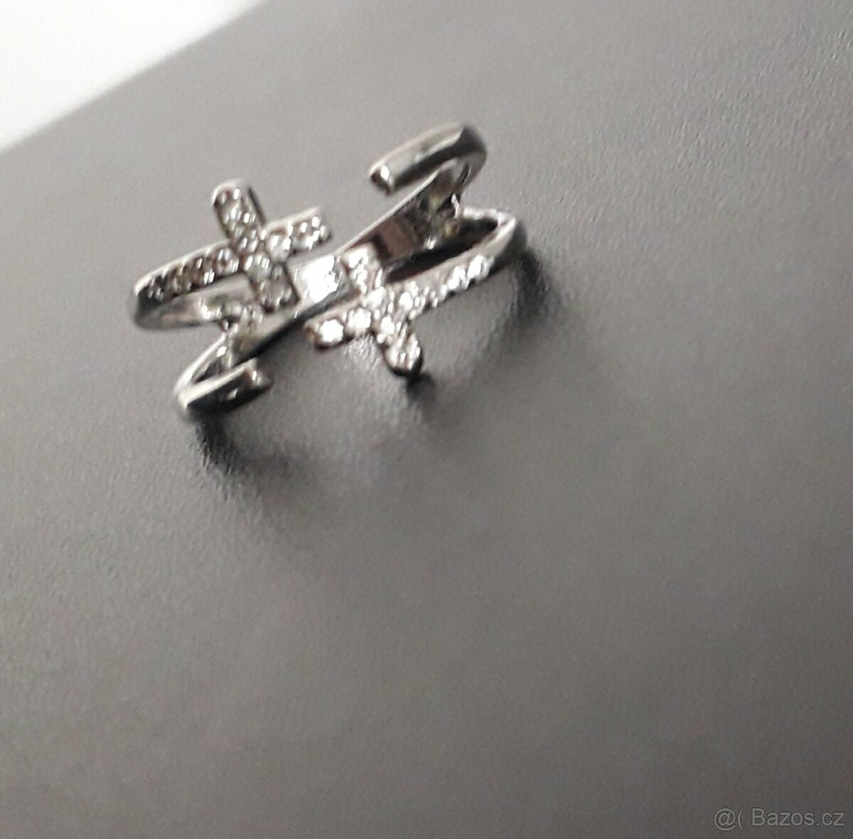 Nový dámský stříbrný prsten prstýnek 925 křížek třpytivý - 6