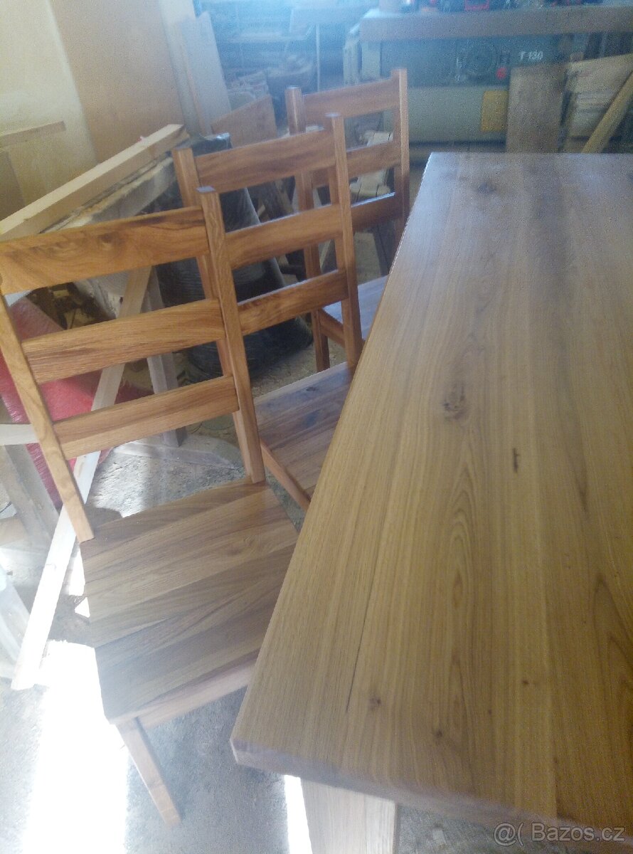 Jídelní stůl dub masiv a židle - 6
