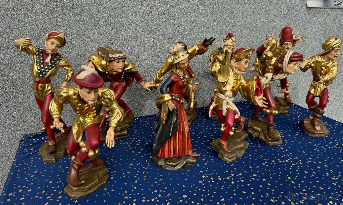Souprava všech 10 soch Moriskentänzer velké dřevěné - 6