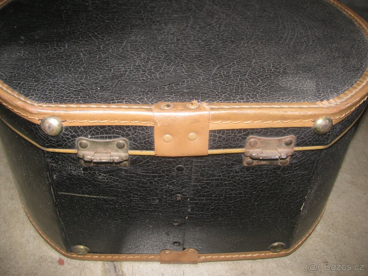 starožitný kufr na klobouk, starý cilindr klobouk - 6