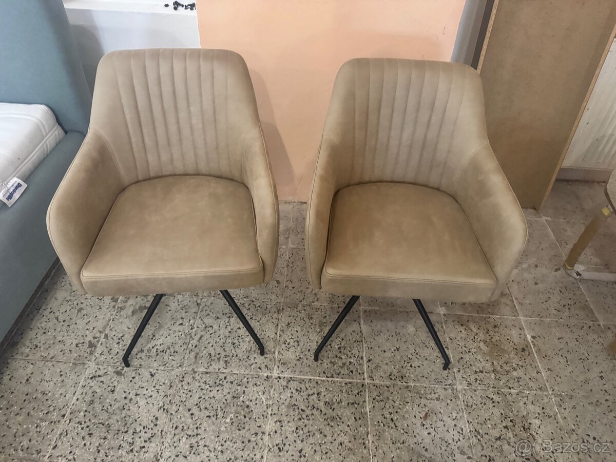 Nové 2x Jídelní židle - křesla s kovovou podnoží - 6