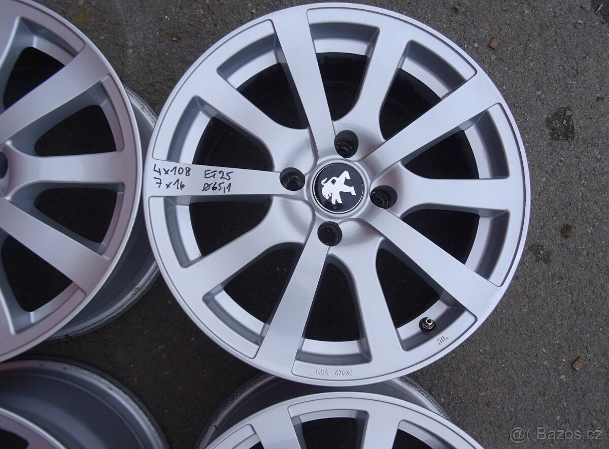 Alu disky na Peugeot, 16", 4x108, ET 25, šíře 7J - 6