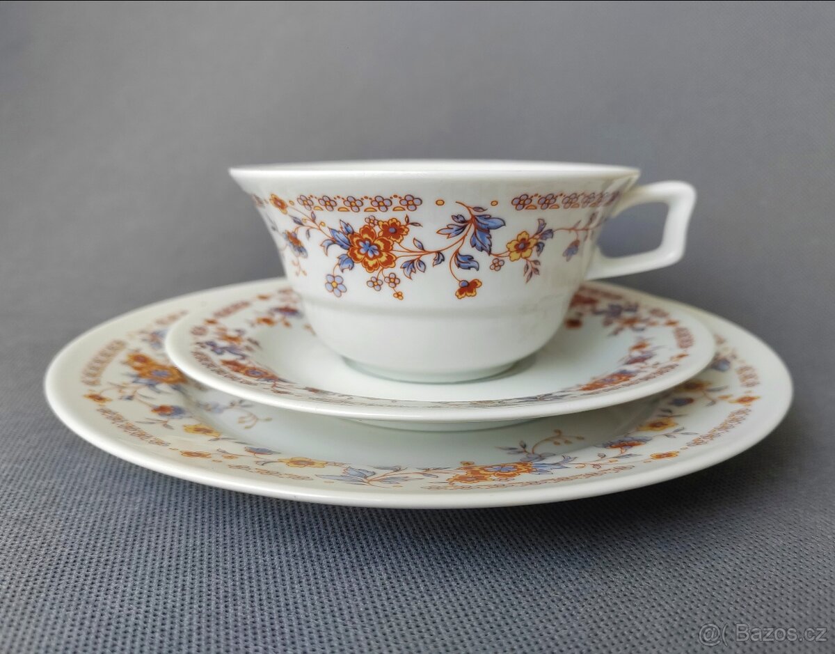 Nádherná porcelánová čajová sada/trio od manufaktury JLMENAU - 6