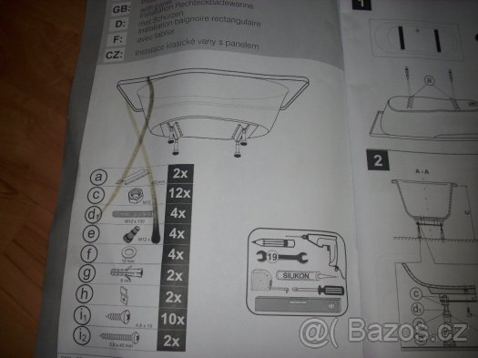 Instalační set ke klasické vaně se 2 panely. - 6