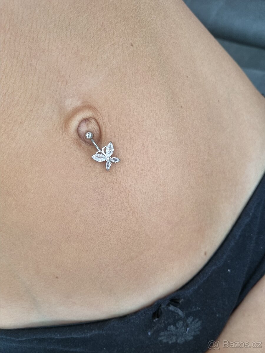 Piercing do břicha pupíku nový chirurgická ocel motýlek - 6